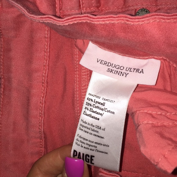 Paige Verdugo Ultra Skinny Pink Stretch Jeans - Picture 4 of 6